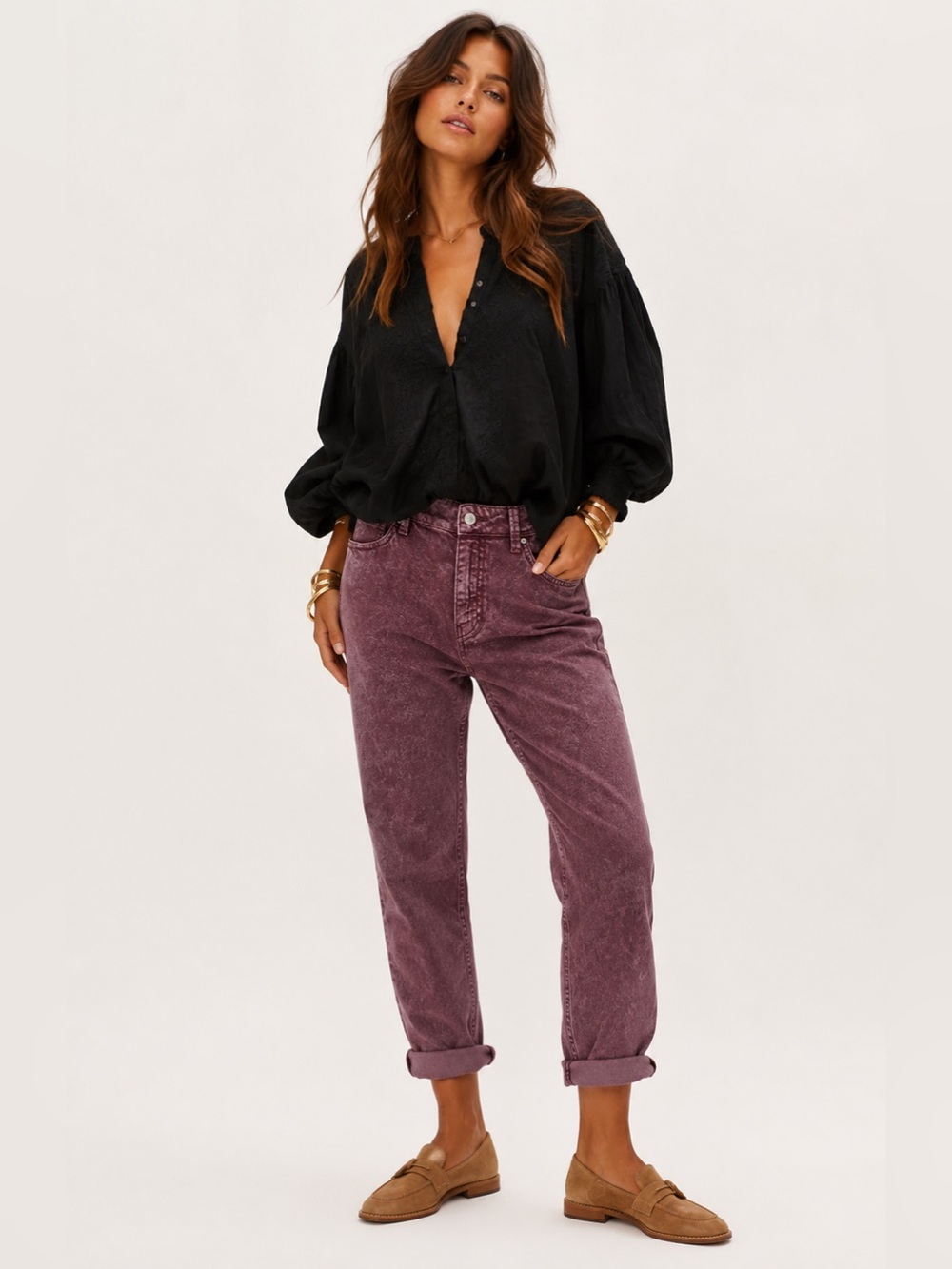 Ba&sh acid wash berry lady jeans